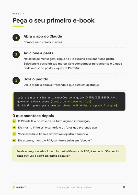 Página do guia: peça o seu primeiro e-book